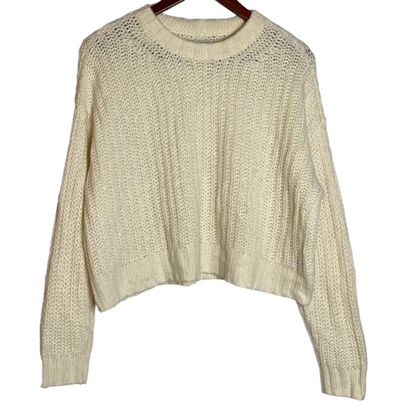 American Eagle Outfitters  Chunky Knit Drop Shoulders Oversized Crop Sweater S - Picture 1 of 16